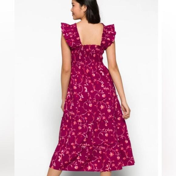 Hill House Ellie Nap Dress Burgundy Botanical Size Medium - Picture 3 of 7